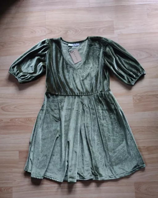 TREE OF LIFE river siren green velvet dress gypsy boho S small BNWT cottage core