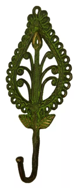 Leaf Shape Handmade Vintage Style Brass Towel Key Cloth Wall Hanger Hook BA2250