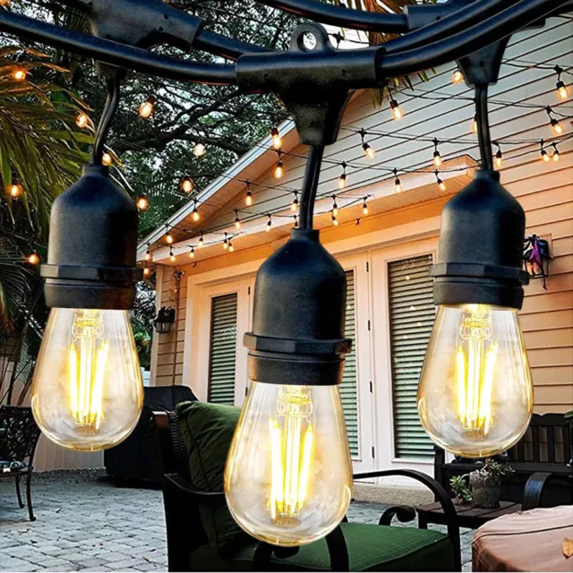 36 Ft Heavy-Duty Cable Festoon Lights String Warm White LED Bulbs Outdoor Indoor