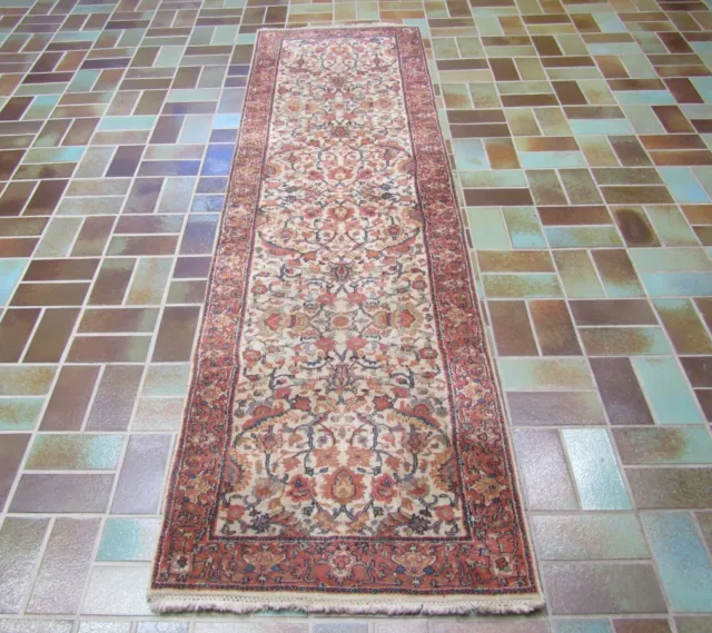 Feiner Handgeknüpft Perser Orientteppich Laver KIRMAN Läufer Carpet Rug 252x69cm