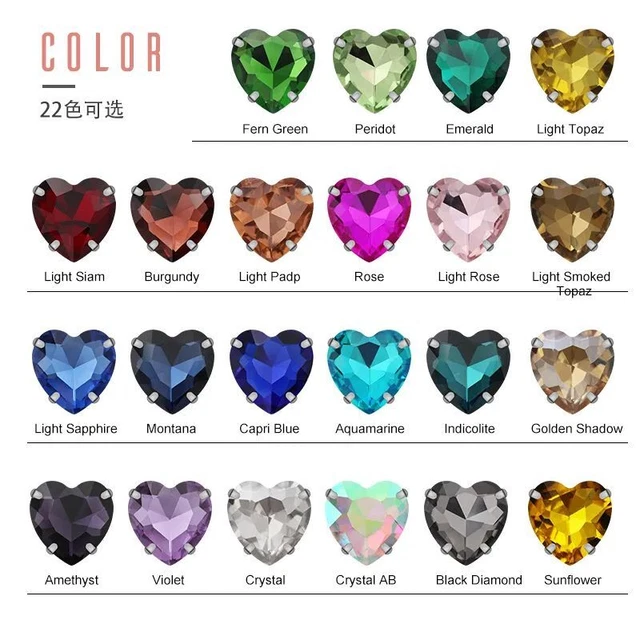 Corazón Vidrio Garra Señal Cristal Costura Sobre Estrás Estrás Hágalo usted mismo Ropa Decoraciones 10 piezas