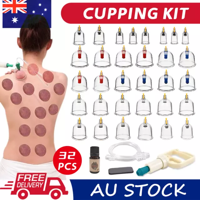 32 Cups Set Vacuum Massage Cupping Kit Pain Relief Acupuncture Suction Massager