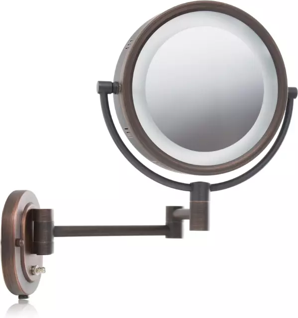 Two-Sided Wall-Mounted Makeup Mirror with Halo Lighting - Lighted Makeup Mirror