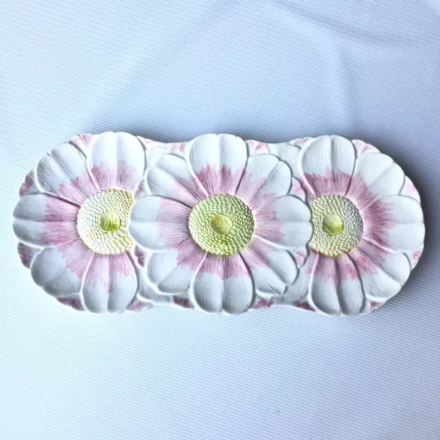 Pink & White Flower Floral Long Serving Tray Platter Dish Plate Vintage Retro