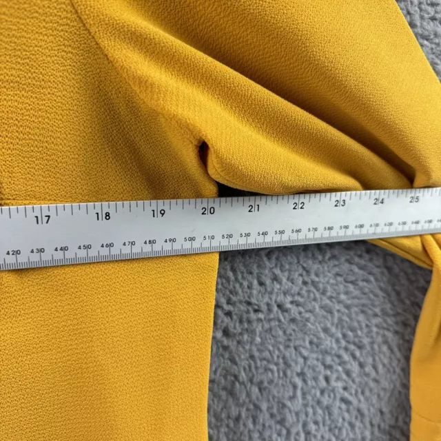 WOMENS NEW LOOK Size UK 12 Yellow Crepe Smart Long Ruffle Sleeve Blouse ...
