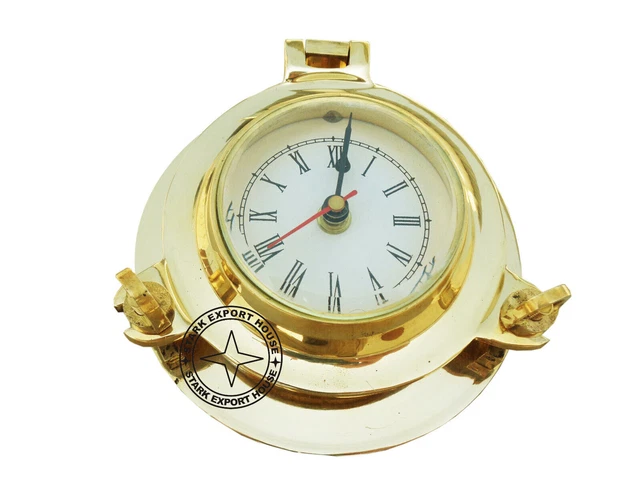 Horloge de décoration murale en laiton avec hublot marin de navigation en...