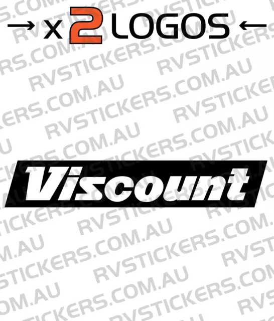 2x VISCOUNT BLACK LOGO Caravan decal, sticker, vintage, graphics