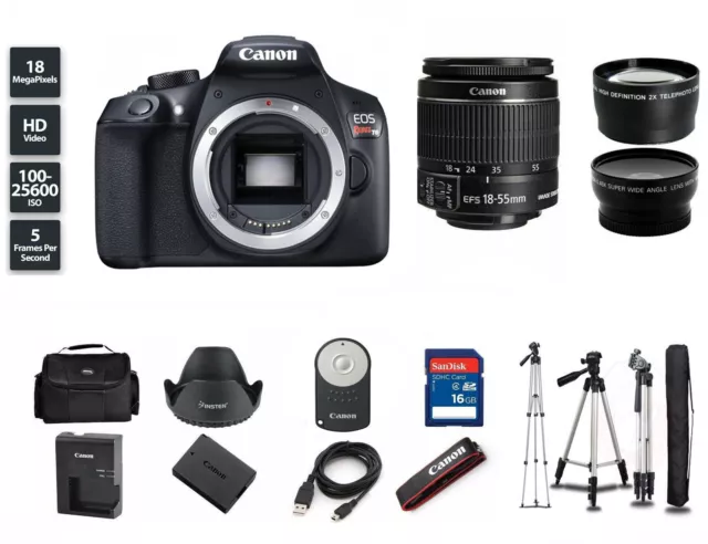 Canon EOS Rebel T6 DSLR Camera with 18-55mm Zoom Lens (3 LENSES) + Tripod