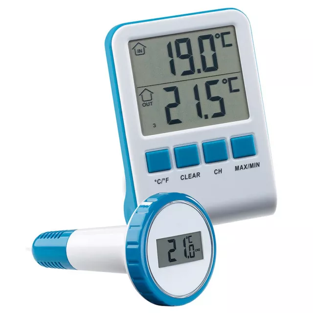 infactory Digitales Teich- und Poolthermometer mit LCD-Funk-Empfänger, IPX8