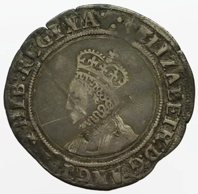 Elizabeth i Hammered Silver Shilling  mm Lis  S2549