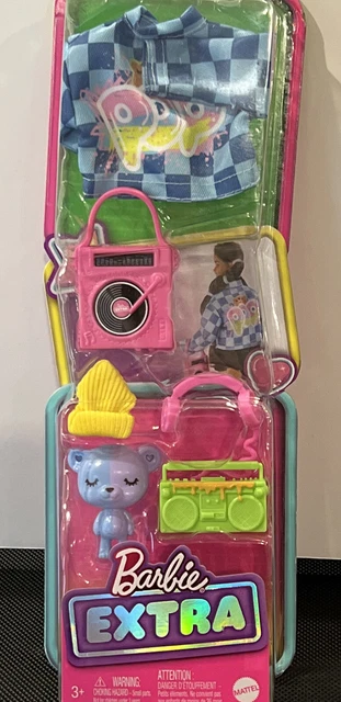 BARBIE EXTRA Pet & Fashion Accessories Pack Teddy Bear Denim Jacket Headphones