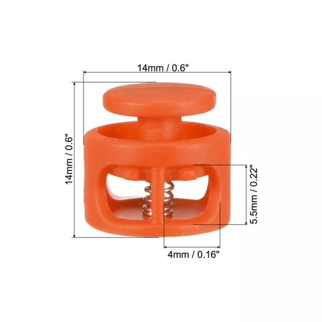 "Bloqueos de cable de diapositiva de 0,6" sujetador de cable de doble orificio naranja" 60 piezas 2