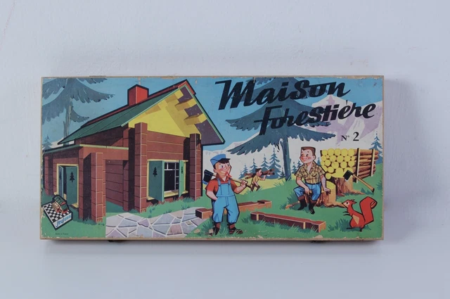 Jeu De Construction En Bois Vintage Garnier N°5 - Maison à Construire - Occasion - Éducatif Et Rétro