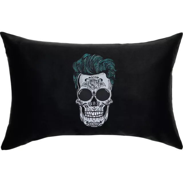 TOTENKOPF Tattoo PREMIUM Kissen Tribal Skull Dekokissen lustig -40x60cm, SCHWARZ