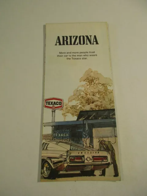 Vintage 1971 Texaco Arizona State Highway Oil Gas Station Travel Road Map-P5