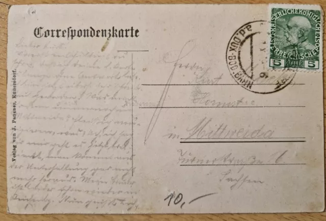 AK Kunersdorf Brandenburg 1908 Ansichtskarte gelaufen Schule Kapelle Dorfansicht 2