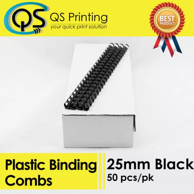 25 mm Plastic Binding Combs Black 50/ Box