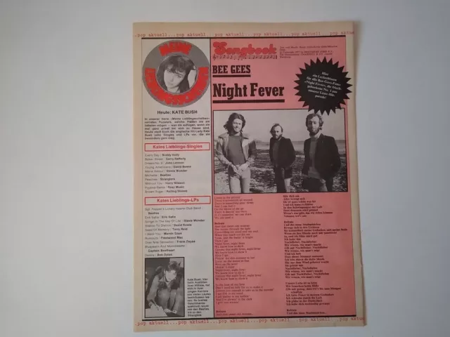 Bee Gees Night Fever Robin Maurice Barry Gibb Kate Bush clipping Germany 1970s