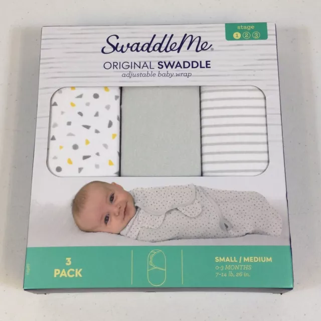 SwaddleMe 59820 Multicolor Original Swaddle Adjustable Baby Wrap Size S/M 3Pack