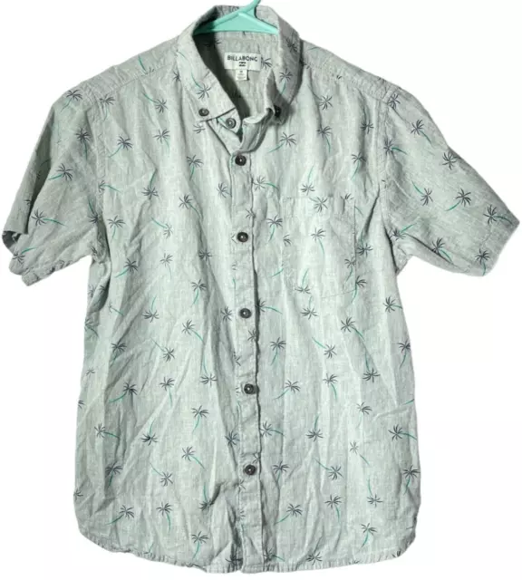 Billabong Youth boys short sleeve Palm Tree pattern button up shirt, size Medium