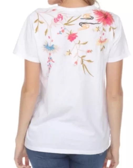 Johnny Was MINA DRAGON Embroidered White LARGE Blouse Top 2