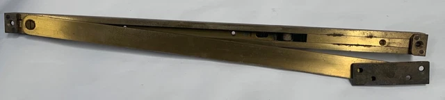 Vtg Brass/Bronze Glynn Johnson Surface Overhead Door Stop Slide Hardware (D)