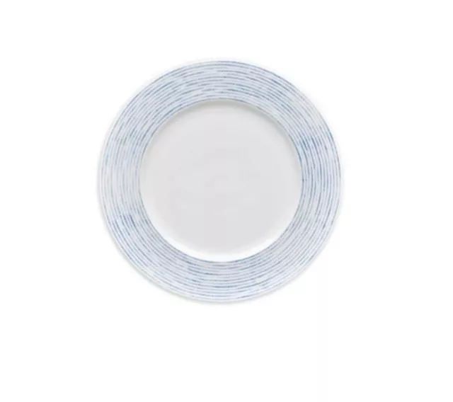 Noritake Blue/White Hammock Porcelain Rim Dinner Plate 11 in. Set of 3 New