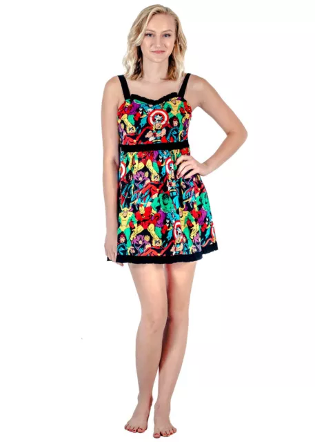 Adult Women's Marvel Super Heroes All Over Sweetheart Dress