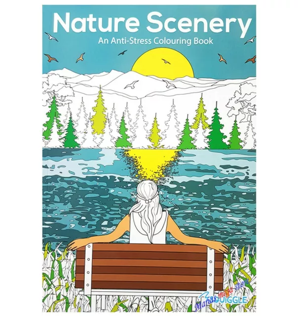 Adult Colouring Book -  Nature Scenery - Anti Stress Relaxation - Large A4