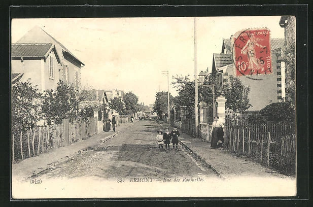 CPA Ermont, Rue des Robinettes, des enfants auf der Strasse 1915