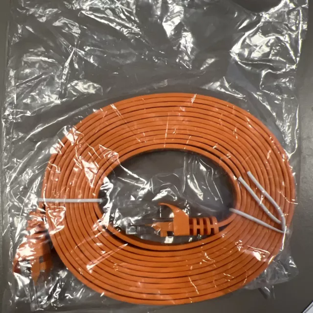 Orange 10FT CAT5 E Cat5e Slim Flat Ethernet Patch LAN RJ45 Cable Cord