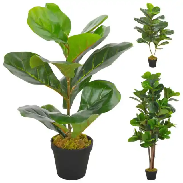 Pianta Artificiale di Ficus Lyrata con Vaso Verde Diverse Dimensioni vidaXL