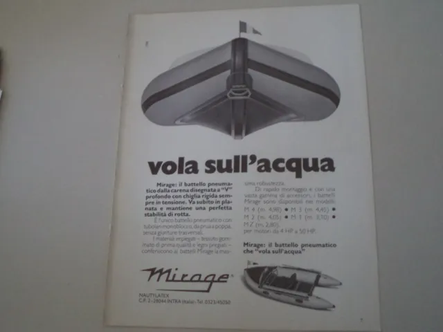 advertising Pubblicità 1977 GOMMONE BATTELLO PNEUMATICO MIRAGE NAUTYLATEX -INTRA