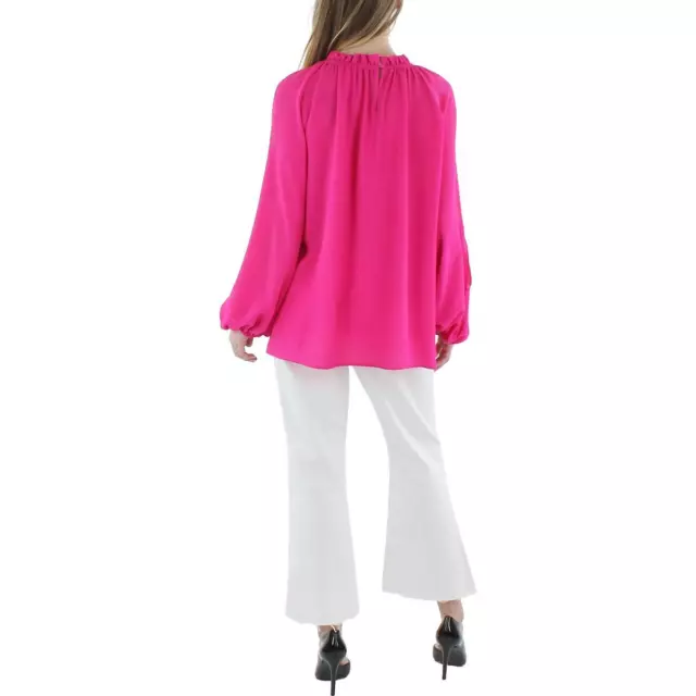 VINCE CAMUTO WOMENS Pink Ruffled Neck Crepe Top Blouse Shirt Plus 3X ...