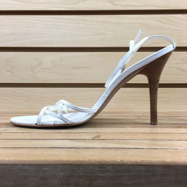 Carlos Santana Strappy High Heel Shoes 8.5M White Open Toe Leather Pumps