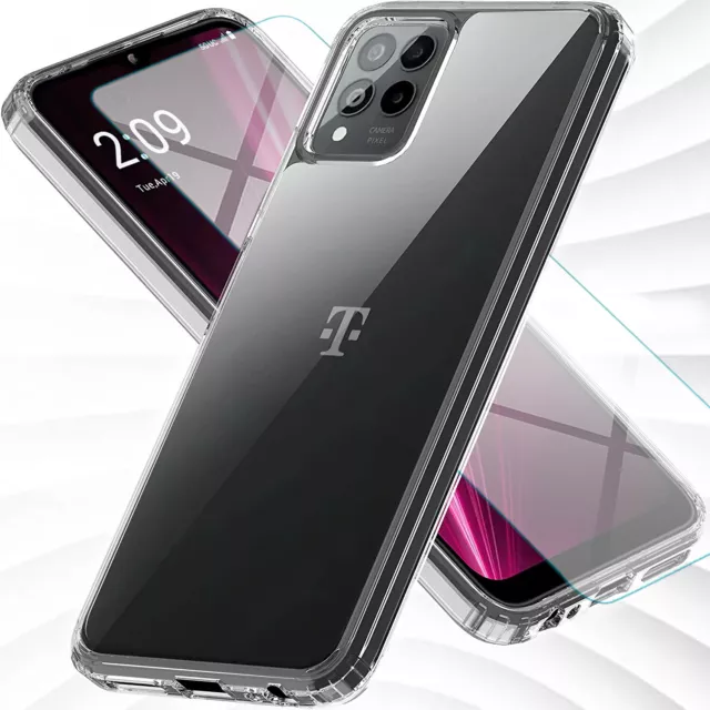 For T-Mobile Revvl 6 Pro 5G Clear Case, Cover + Tempered Glass Screen Protector
