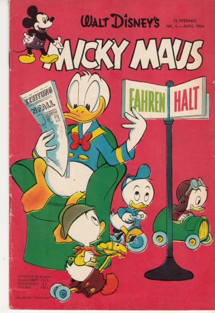 Micky Maus 1954 Nr. 4 (1-2/2) schöner Zustand Original Heft EHAPA