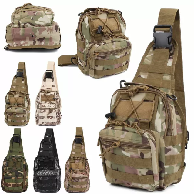 Men Backpack Molle Tactical Sling Chest Pack Shoulder Bag Outdoor Hiking Handbag
