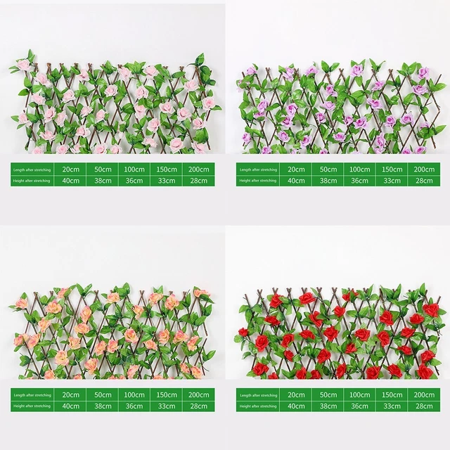 EXPANDING TRELLIS FAKE Rose Flower Garden Wall Leaf Wood Telescopic