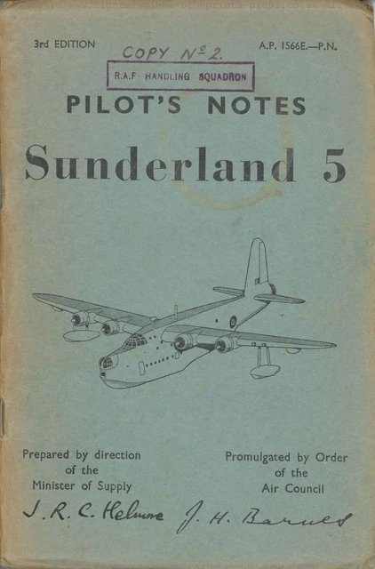 SHORT SUNDERLAND FLYING BOAT MANUAL Mark V 5 MR.5 RAF RAAF historic archive