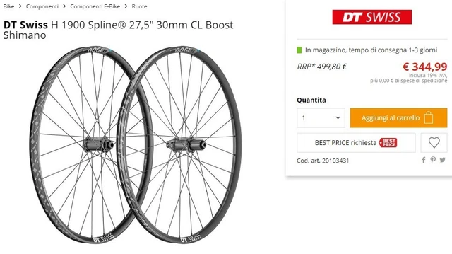 RUOTA POSTERIORE DT Swiss FR 560 Enduro DH 650b 370 27,5" EUR 285,91 - IT - Foto 5