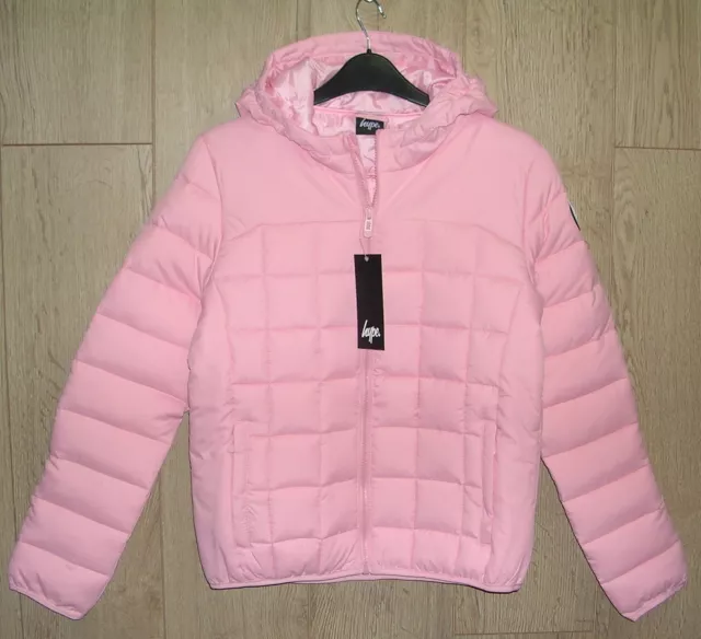 Giacca tampone con cappuccio Hype Nuova Ragazza Rosa Trapuntata Cappotto Invernale Età 13-14