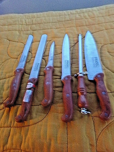 Lot de 5 grands couteaux de cuisine+1 fusil-PRADEL Excellence-manches en bois
