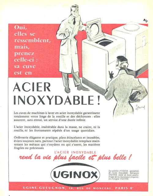 Publicité Advertising 107  1955  acier inoxydable Uginox