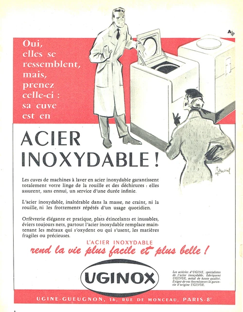 Publicité Advertising 107  1955  acier inoxydable Uginox