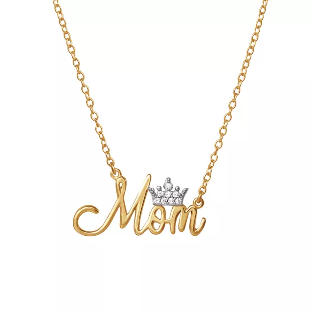 Disney Jewelry for Mom - Mom Gold Plated Sterling Silver CZ Princess Tiara Desig