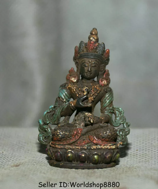 1.8" Old Tibetan Buddhism Bronze Painting Vajrasattva Vajrasattra Buddha Statue