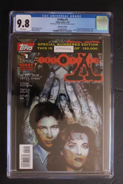 X-FILES #1 1st Scully Mulder Comics TV 1995 TOPPS Serial Number VARIANT CGC 9.8
