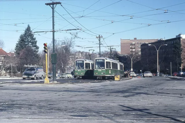 Trolley Slide - Boston T MBTA #3491 #3495 LRV Transit Car 1981 Commonwealth Ave