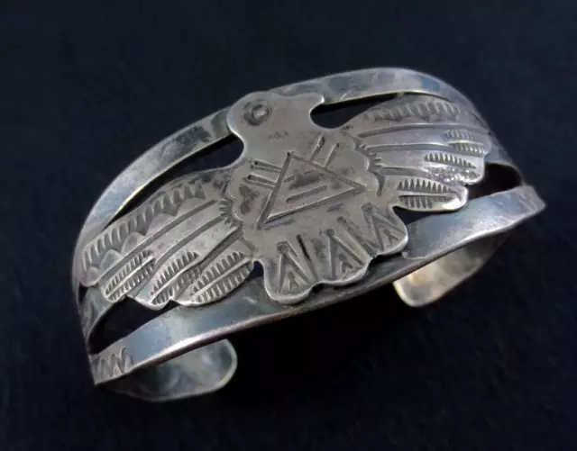 Vintage Navajo Bracelet - Coin Silver Thunderbird